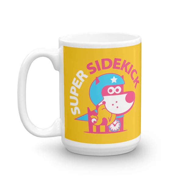 Super Sidekick Children's Character Ceramic Mug Blue Yellow Hot Pink