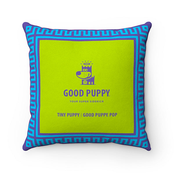 Tiny Puppy Good Puppy Faux Suede Square Pillow Accent For Children's Bedroom