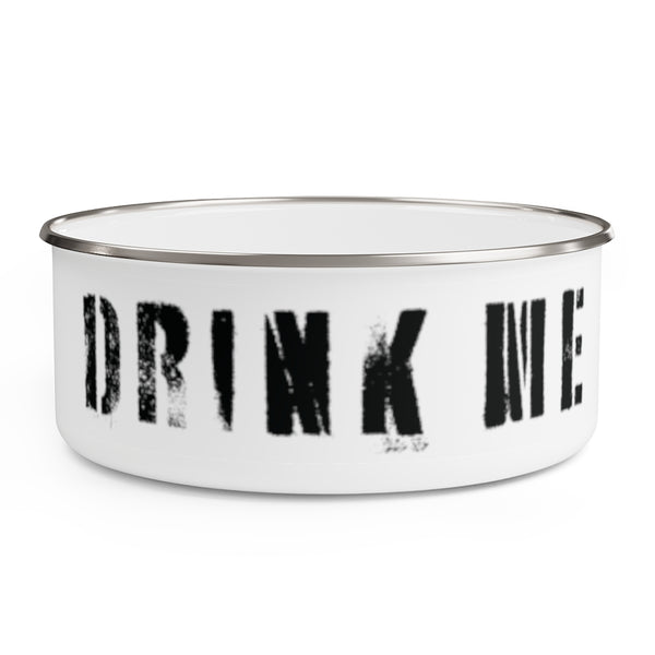 Drink Me . Stencil . Enamel Bowl