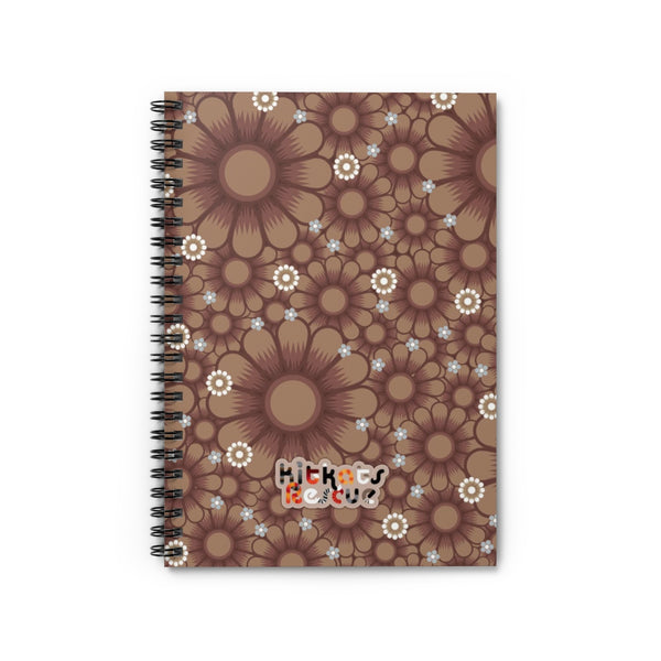 KitKats Rescue . Taupe Flower Bed . Spiral Notebook - Ruled Line