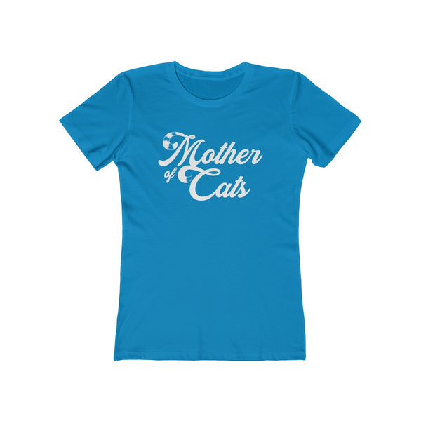 Mother Of Cats . White . Women's The Boyfriend Tee