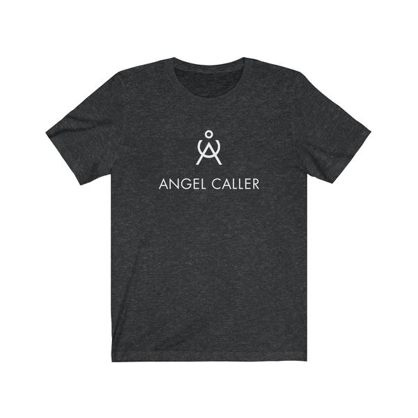 Angel Caller White Logo Unisex Cotton Tee Dark Grey Heather