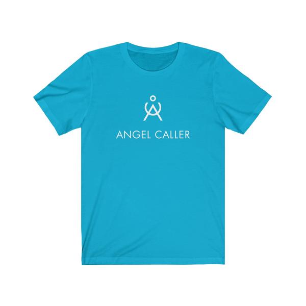 Angel Caller White Logo Unisex Cotton Tee Turquoise