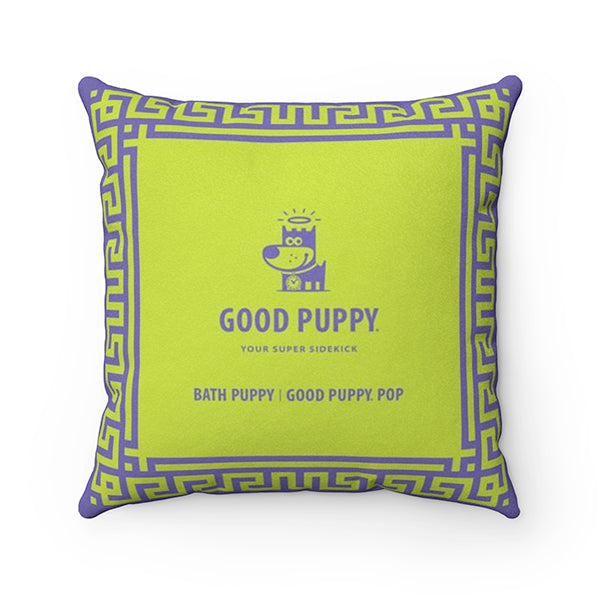 Bath Puppy Good Puppy Faux Suede Square Pillow Accent For Children's Bedroom Decor