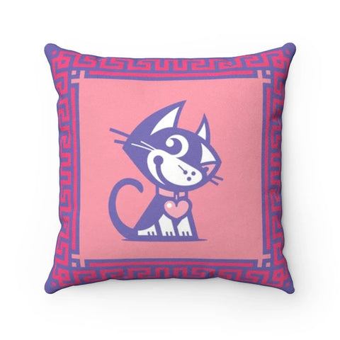 Betty Bad Kitty Good Puppy Faux Suede Square Pillow Accent For Children's Bedroom Decor