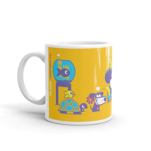 The Good Puppy Gang Children's Ceramic Mug Yellow and Purple