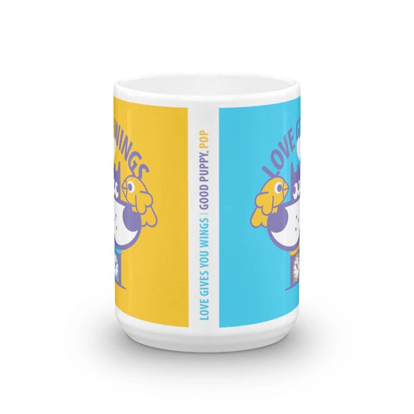 Love Gives You Wings - Good Puppy Children's Character Ceramic Mug Yellow Purple