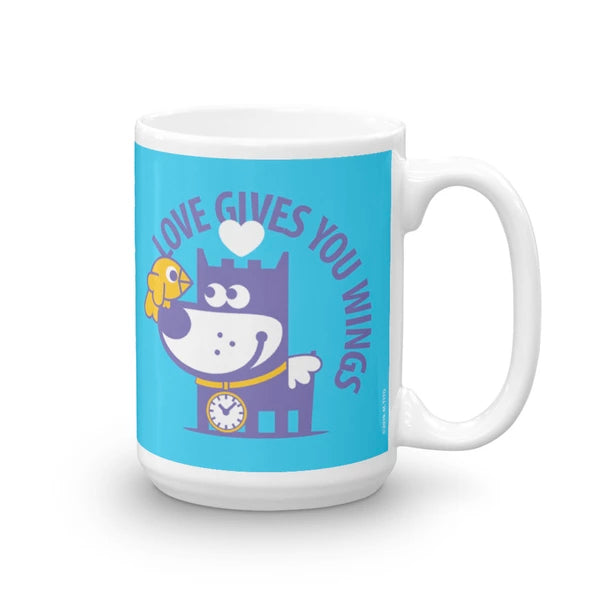 Love Gives You Wings - Good Puppy Children's Character Ceramic Mug Yellow Purple