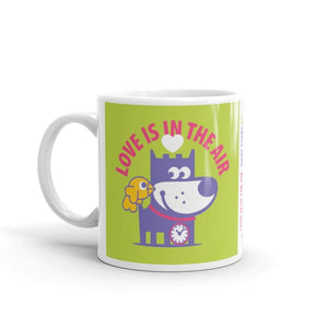 Love Is In The Air - Good Puppy Children's Character Ceramic Mug Purple Green