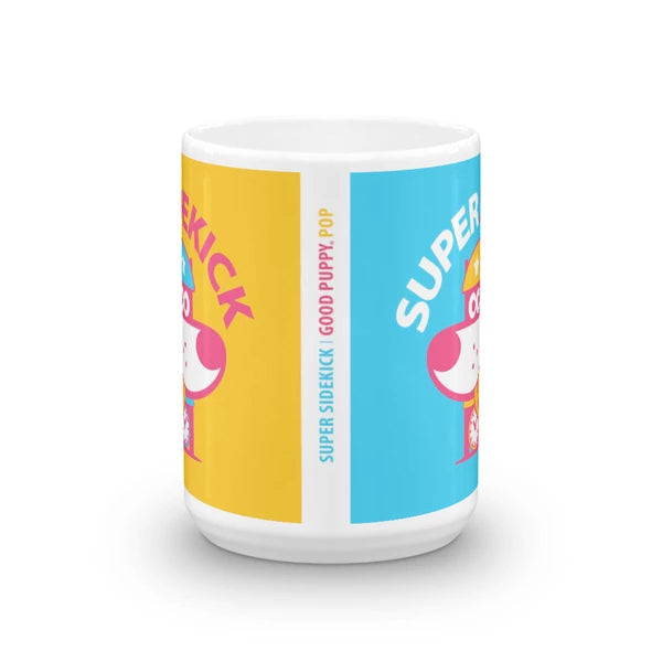 Super Sidekick Children's Character Ceramic Mug Blue Yellow Hot Pink