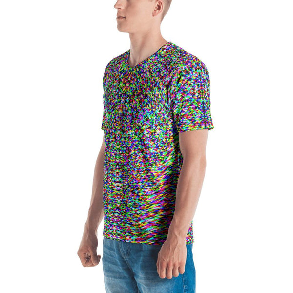Modern Colorful Geometric Mens V-Neck T-Shirt 