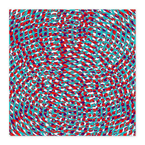 Eclectic Geometric Blue And Red Fine Art Wood Print 