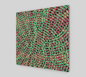 Modern Geometric Green And Red Fine Art Wood Print