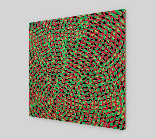 Modern Geometric Green And Red Fine Art Wood Print 