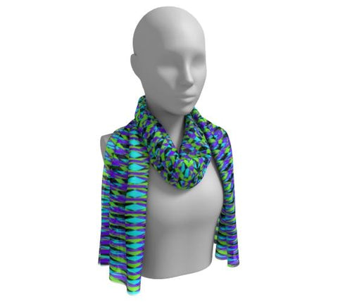 Eclectic Geometric Purple Turquoise Long Scarf