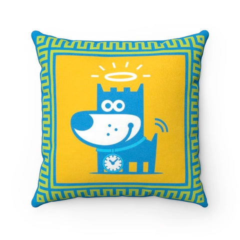 Good Puppy Faux Suede Square Pillow