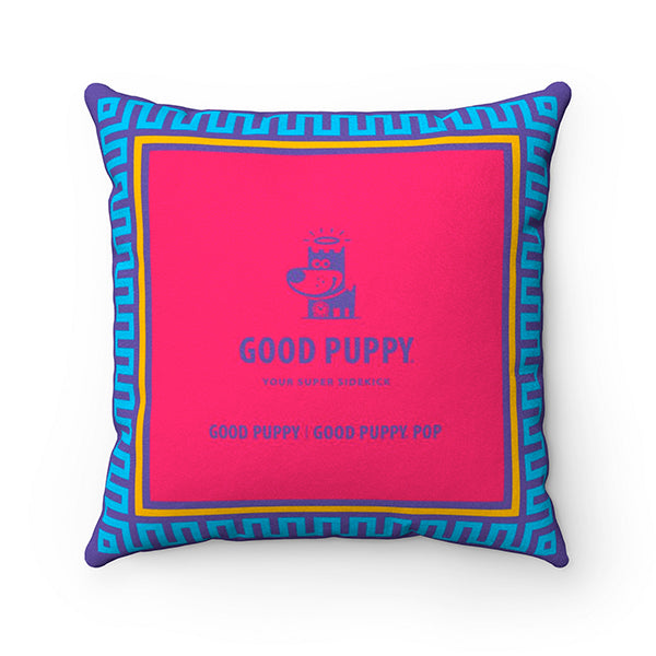 Good Puppy Faux Suede Square Pillow Accent For Children's Bedroomo