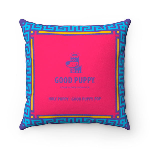 Holy Puppy Good Puppy Faux Suede Square Pillow Accent For Children's Bedroom Decor