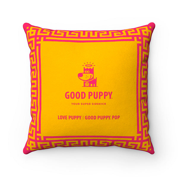 Love Puppy Good Puppy Faux Suede Square Pillow Accent For Children's Bedroom Decor