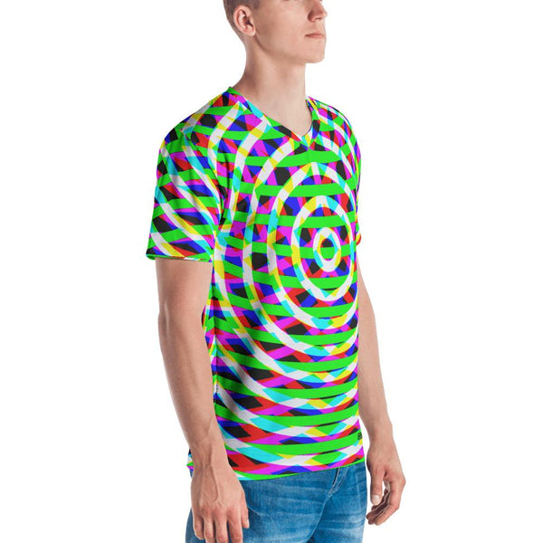 Modern Vibrant Geometry Mens V-Neck T-Shirt 