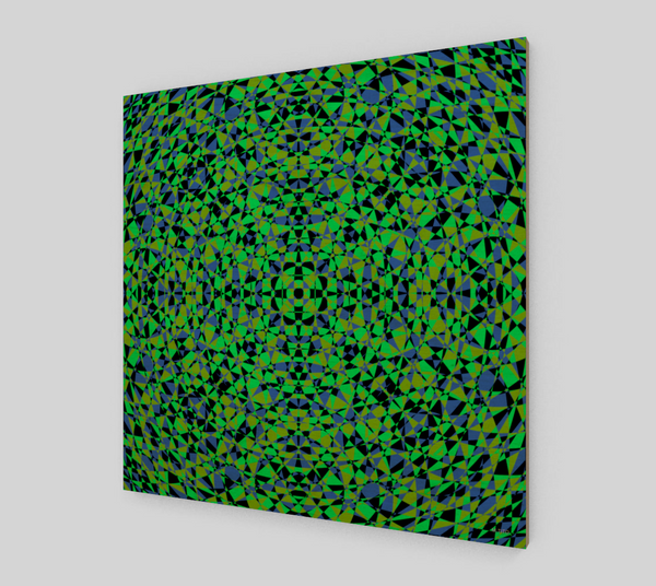 Geometric Resonance Green Fine Art Wood Print 