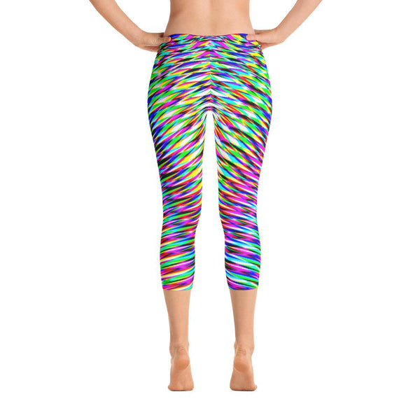 Vibrant Colorful Rainbow Geometric Women's Capri Leggings 