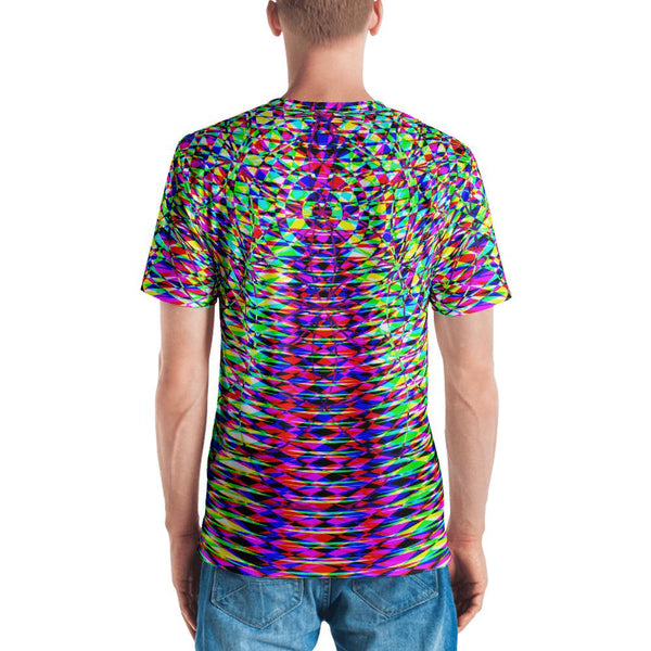 Vibrant Colorful Geometric Men's V-Neck T-Shirt