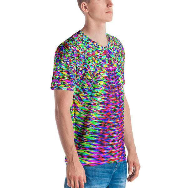 Vibrant Colorful Seed Of Life Geometric Men's V-Neck T-Shirt