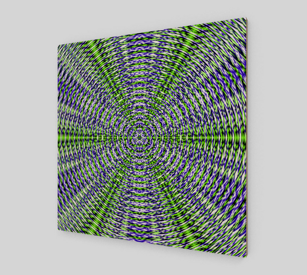 Vibrant Blue And Green Sacred Geometry Fine Art Wood Print 