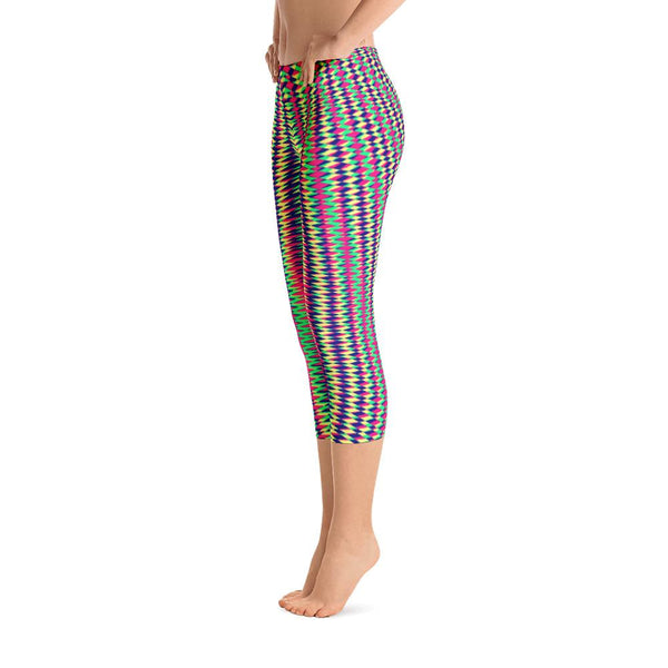 Vibrant Colorful Geometry Women's Capri Leggings 