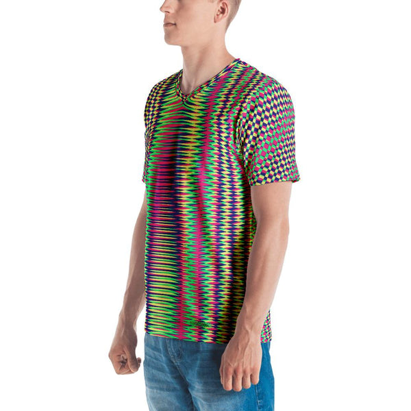 Vibrant Modern Geometric Men's V-Neck T-Shirt