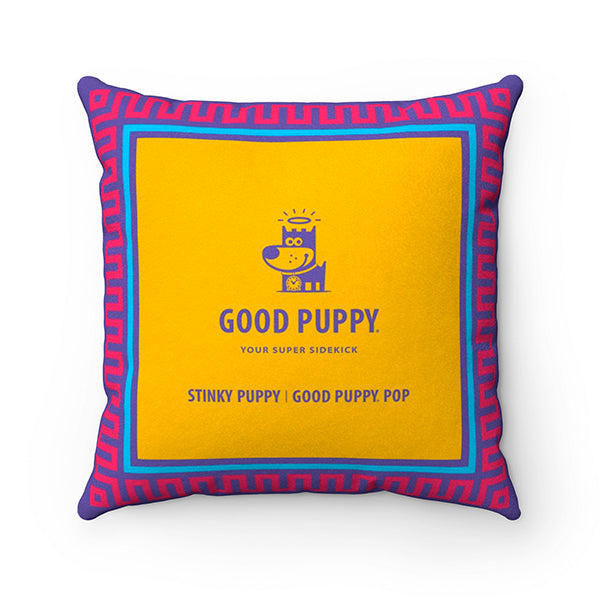 Stinky Puppy Good Puppy Faux Suede Square Pillow Accent For Children's Bedroom