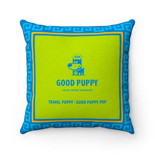Travel Puppy Good Puppy Faux Suede Square Pillow Accent For Children's Bedroom Decor