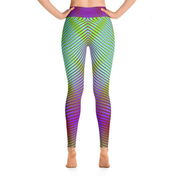 Unique Purple And Green Geometric Women’s Super Soft Yoga Leggings 