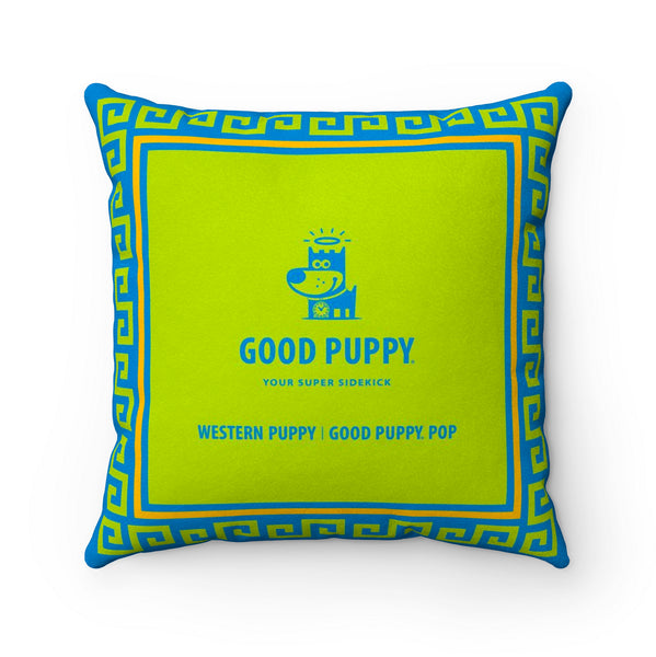 Western Puppy Good Puppy Faux Suede Square Pillow Accent For Children's Bedroom Decor
