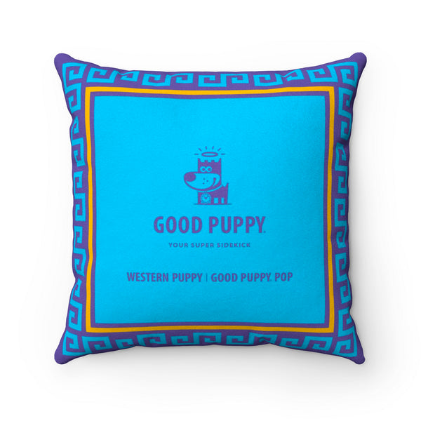 Western Puppy Good Puppy Faux Suede Square Pillow Accent For Children's Bedroom Decor