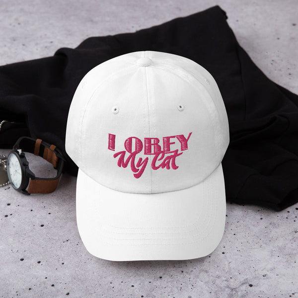 I Obey My Cat . Pink . Dad Hat