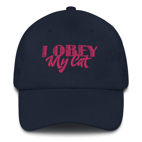 I Obey My Cat . Pink . Dad Hat