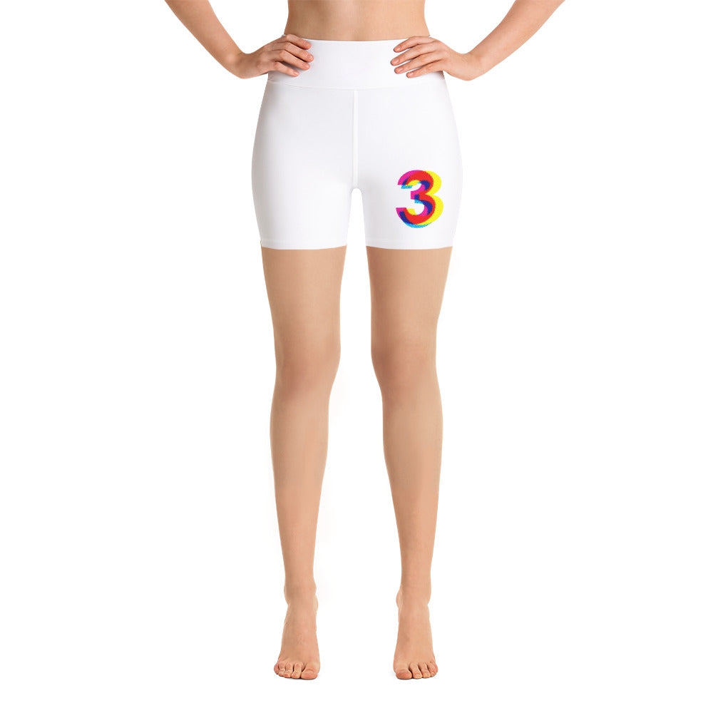 Three . White . Yoga Shorts
