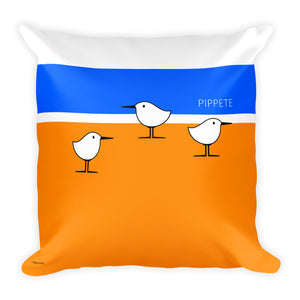 Beach Birds . Sanderling Shorebirds . Graphic Print . Square Pillow by PIPPETE