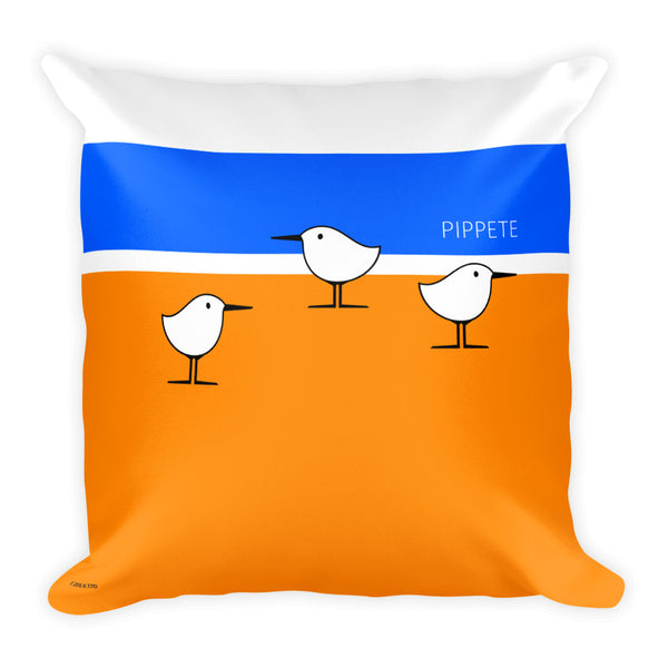 Beach Birds . Sanderling Shorebirds . Graphic Print . Square Pillow by PIPPETE